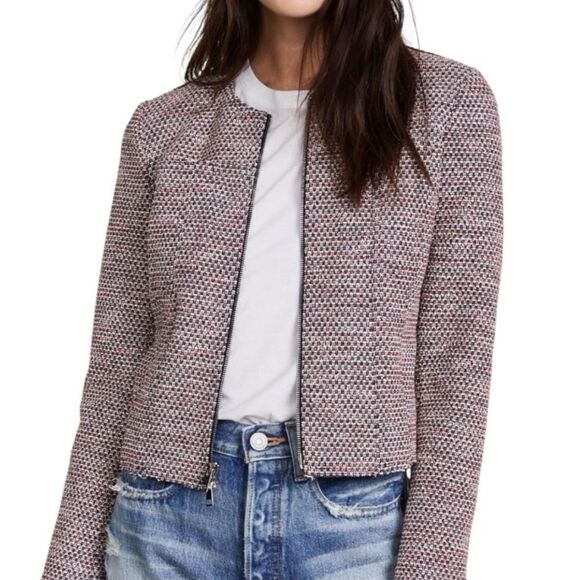 Theory Ualana Z Beacon Tweed Jacket Zip Semi-Crop Size 6 - Picture 1 of 10